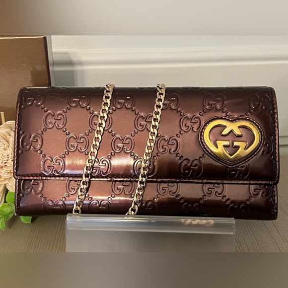Gucci Guccissma Plum Long Wallet on Chain - Picture 4 of 13
